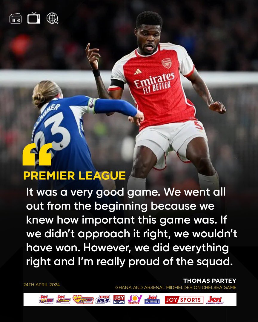 🇬🇭 Thomas Partey is thrilled Arsenal won against Chelsea 😃 #JoySports