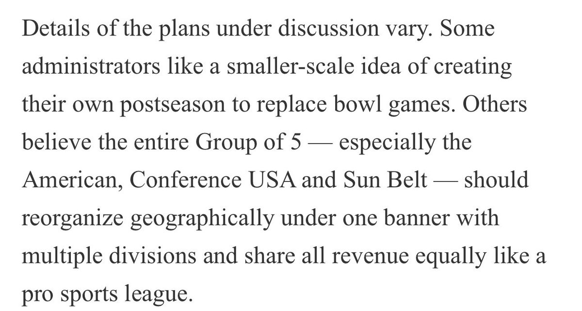 Another example of private equity coming to college athletics. Creating their own playoff (and realigning based on geography) makes a lot of sense for the G5 conferences.