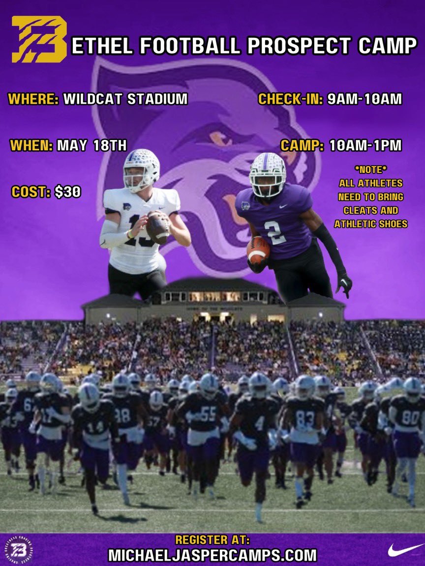 🚨Transfer Portal, Unsigned Seniors, Rising seniors, juniors, sophomores, and freshman don’t miss this great opportunity!!!! Combine, Indy, Competition and evaluation! Come get better and earn a chance to be a @BU_FootballTN Wildcat!🚨