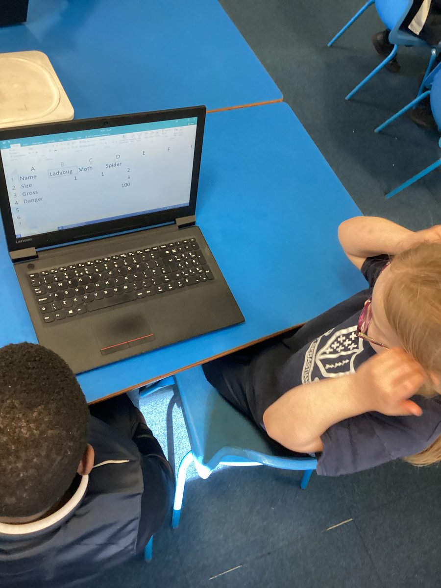 StSebsY2's tweet image. In Computing today Year 2 were creating a database on mini beasts. We used excel to show this. We added colour to our rows to make it easier to read @StSebastiansPri @SebsY2 #Sebscomputing