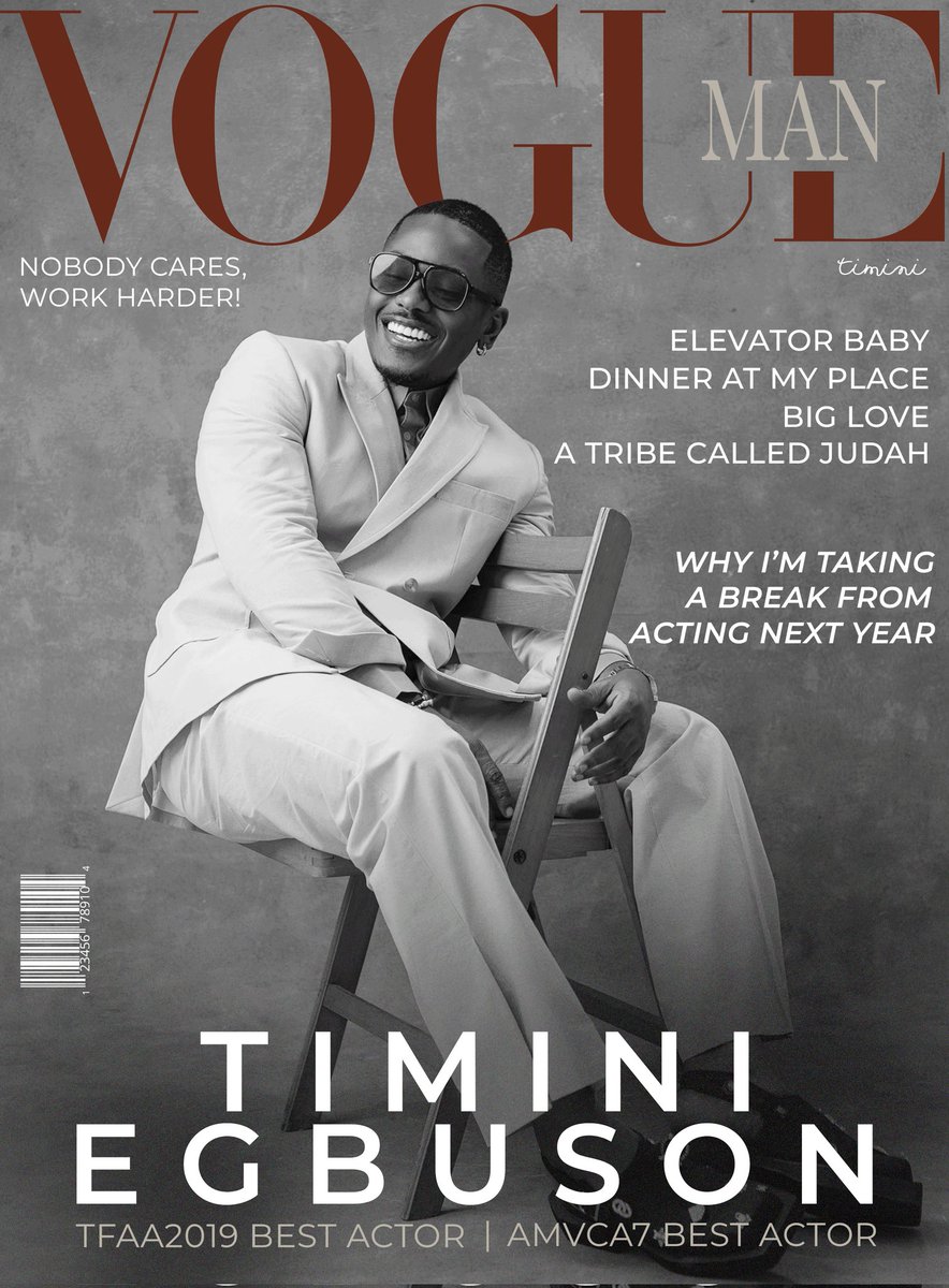 When @_Timini said on his bio, 'Nobody cares, work harder!', I felt it, it hit me.
Don't forget to #WatchTimini 
Vogue cover.