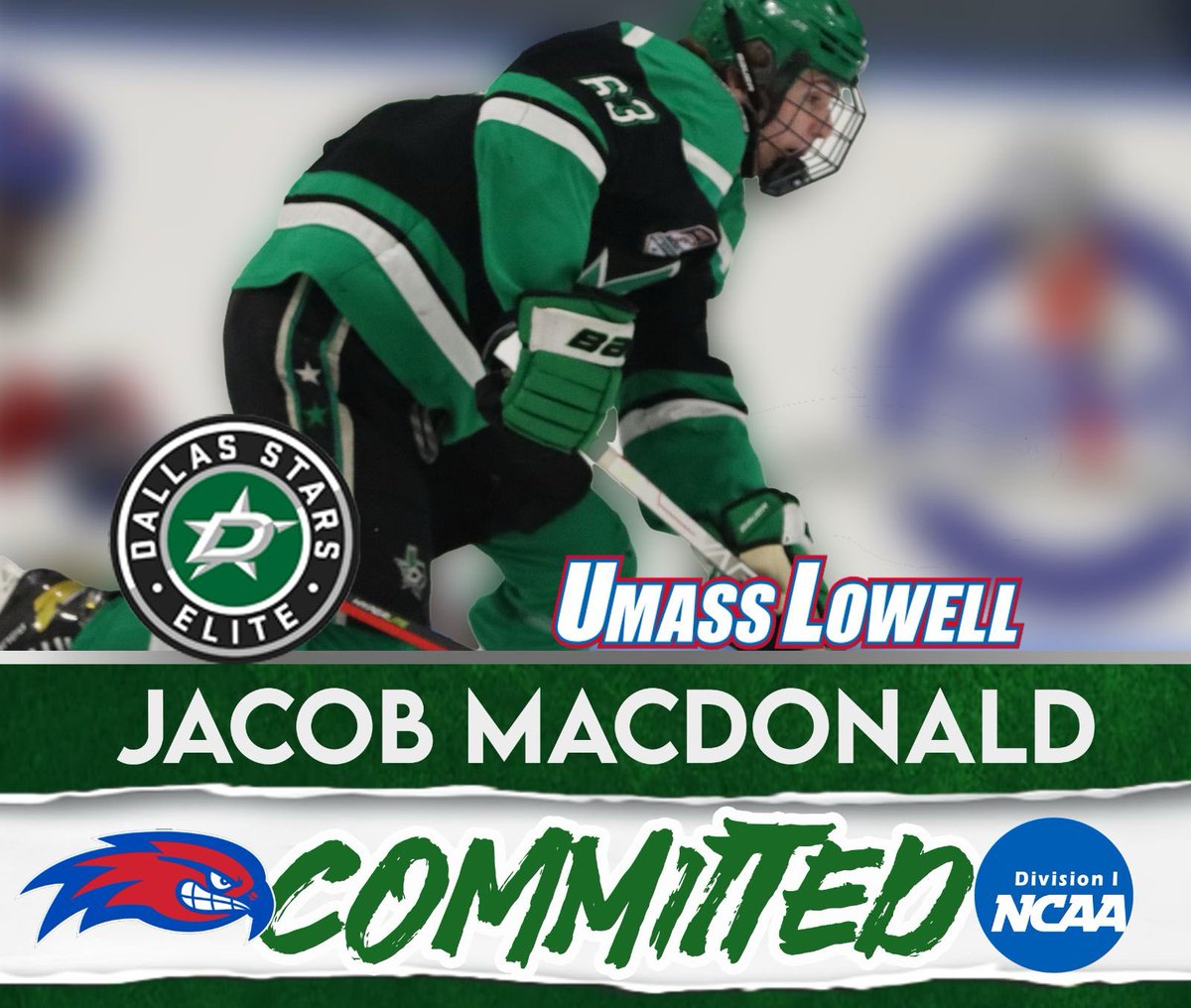 Congratulations to DSE alum Jacob MacDonald on his commitment to play D1 hockey at the University of Massachusetts-Lowell! 💚🖤

#gostarselite #GreenHelmets #elitedna