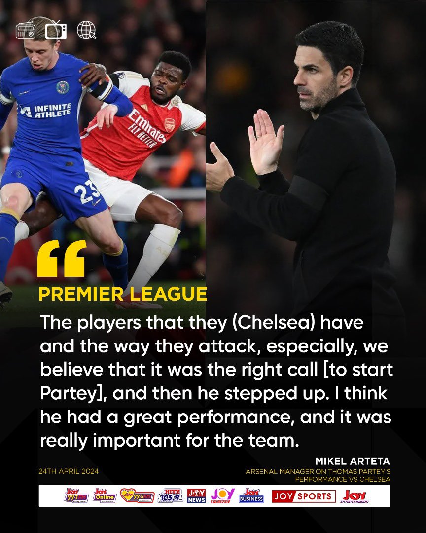Mikel Arteta explains why he started Thomas Partey 🇬🇭 against Chelsea #JoySports