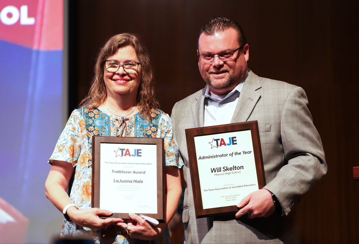 LaJuana Hale and Will Skelton of Marcus High School were recognized for Fall Fiesta 2023 awards at Sunday’s ILPC Spring Convention awards assembly. Check out our website to read more about the awards they received and their backgrounds. Photo courtesy of CADY.