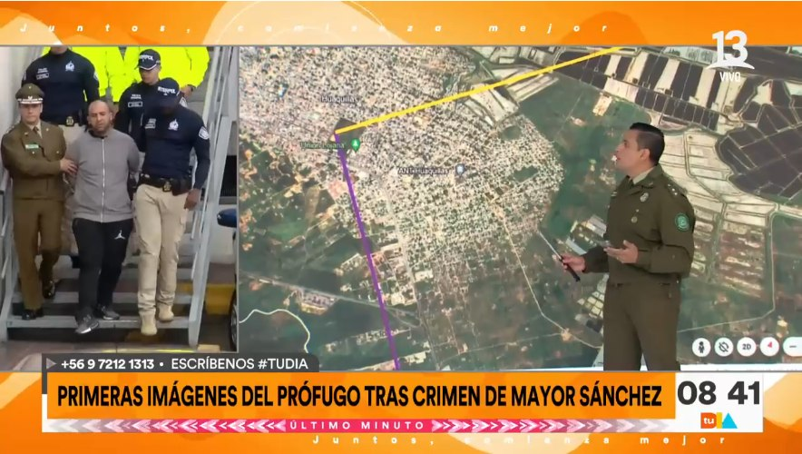 #AHORA en #TuDia13 🟠 Primeras imágenes del prófugo tras crimen de mayor Sánchez EN VIVO 👉 13.cl/en-vivo