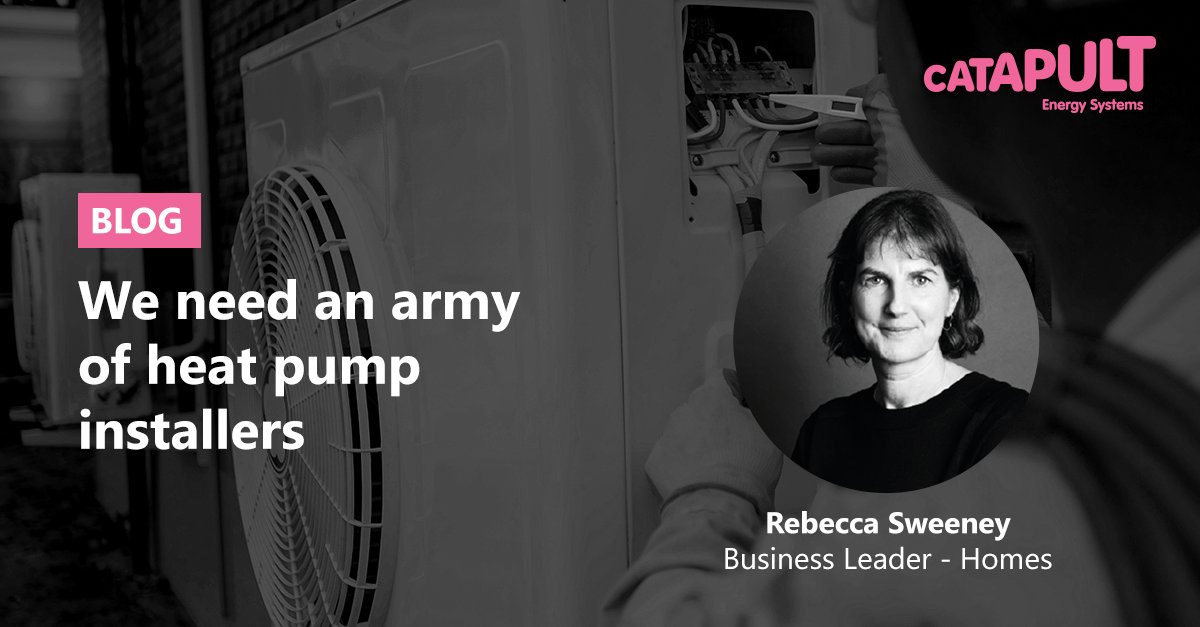 “Reducing home heating emissions will require an army of installers equipped with the skills & knowledge needed to fit low carbon heating technologies such as #HeatPumps”, says Rebecca Sweeney Business Leader – Homes at @EnergySysCat. Read more here: es.catapult.org.uk/insight/we-nee…