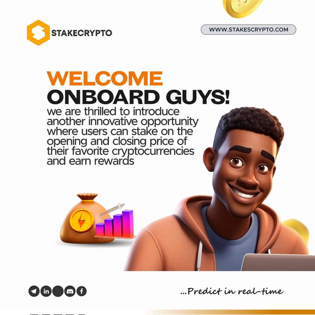welcome onboard guys!,we are thrilled to introduce another innovative opportunity where  users can stake on the opening and closing price of their favorite cryptocurrencies and earn rewards #CryptoStaking #NewBeginnings