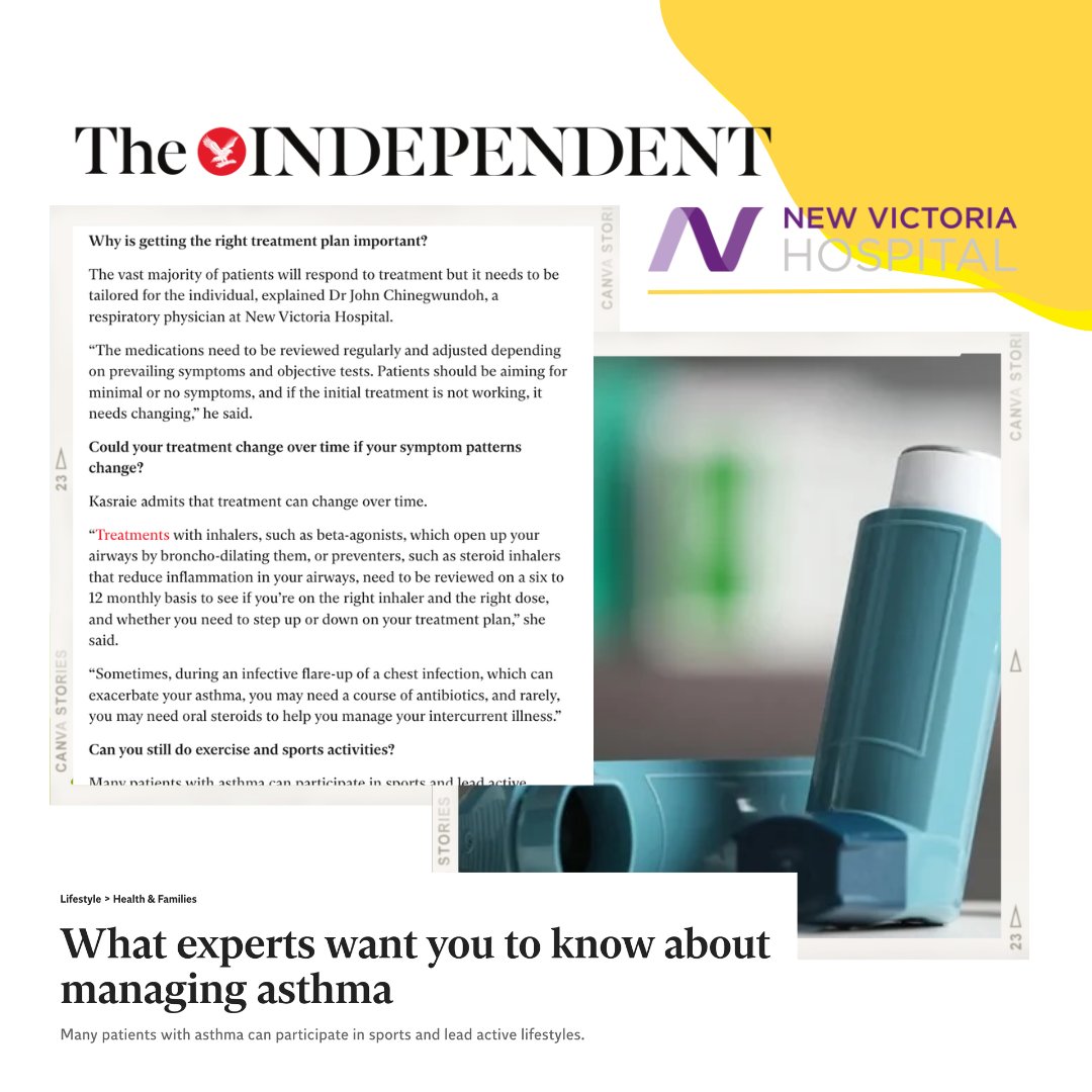 Over 5.4 million people in the UK are being treated for asthma. New Victoria Hospital’s Respiratory Medicine Specialist, Mr John Chinegwundoh speaks to the Independent newspaper about ways you can manage the condition. Head to the link in bio for the full article.#asthmaawareness