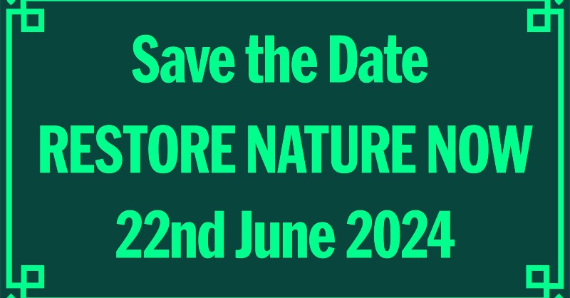 🗓️On 22 June we're joining a march to #RestoreNatureNow It is a peaceful march in London to take a message to politicians that nature can be saved, but only if they take action now. Everyone's welcome! More info & pledge your support👇 restorenaturenow.com