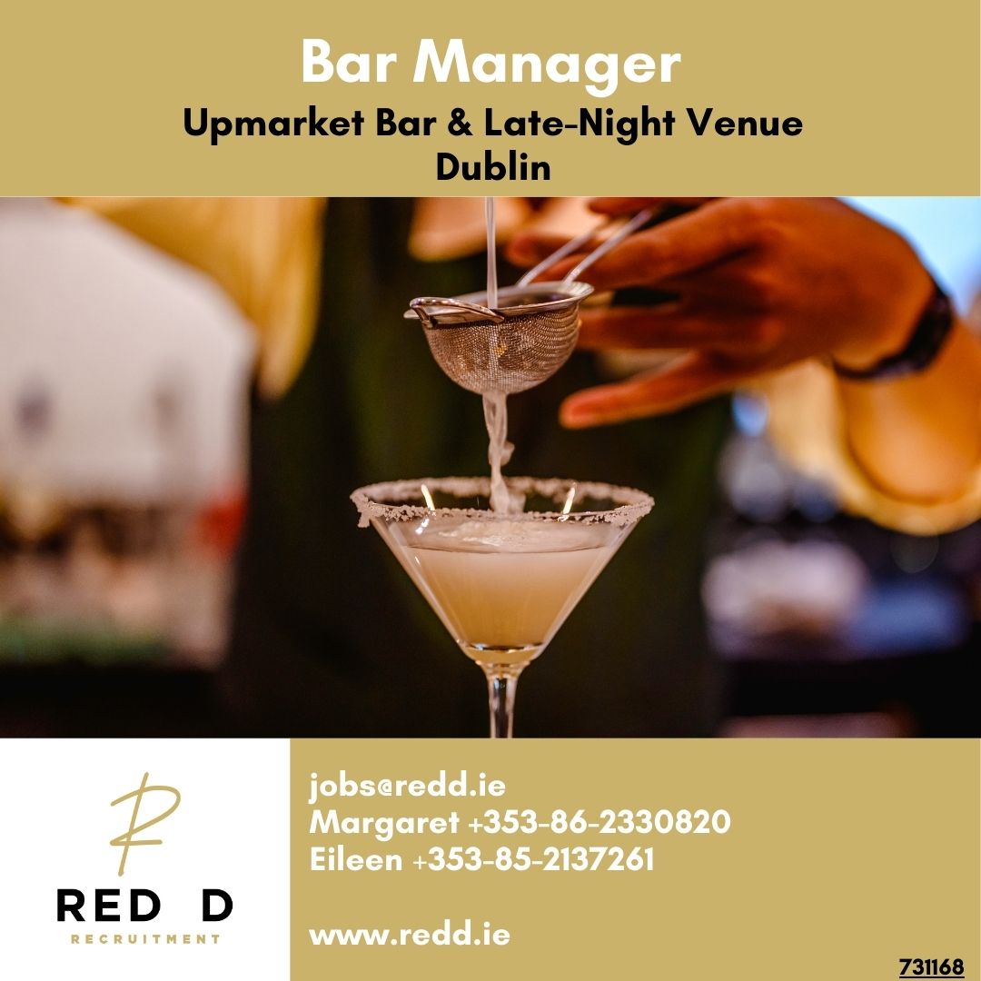 Red D are recruiting a Bar Manager for one of Dublin’s favourite late-night bars and upmarket night-time venues. Click the link below to apply! ⬇ redd.ie/jobs/6033-food… or reach out to Margaret or Eileen via the contact information on the image. 📲 #redd #reddjobs
