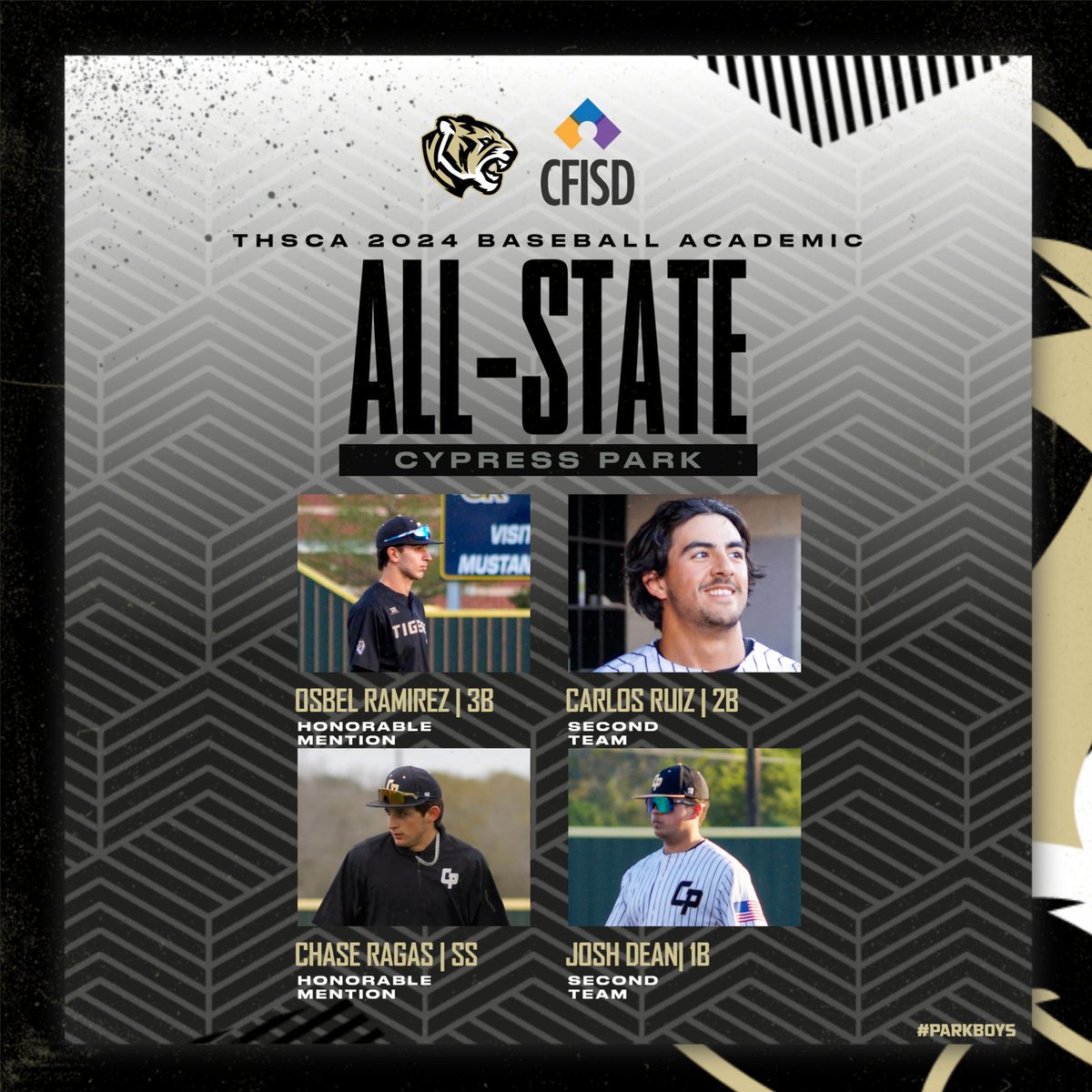 Congrats to these seniors who made THSCA Academic All-State! #ParkBoys