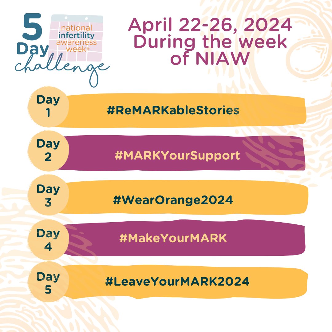 April 21-27 marks National Infertility Awareness Week®. It is a crucial time to acknowledge #infertility challenges and support those affected. Learn more: infertilityawareness.org #NIAW2024 #LeaveYourMark2024
