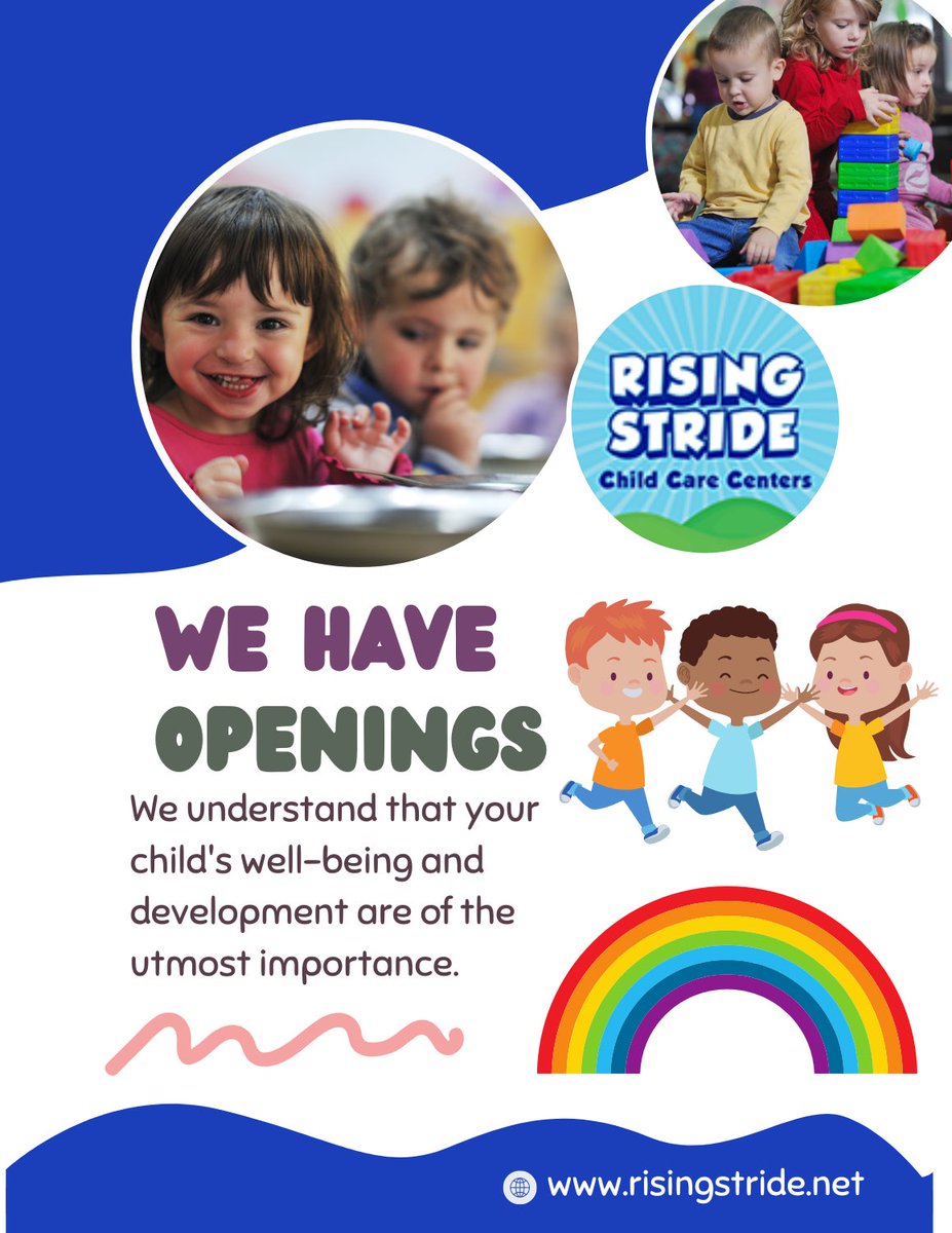 If you’re looking for a reliable child care center to nurture your child’s growth and development, Rising Stride is here for you. Our programs are tailored to meet your child’s needs.  risingstride.net
#qualitychildcare #preschool 
#toddler #ChildCareCenter #earlylearning…