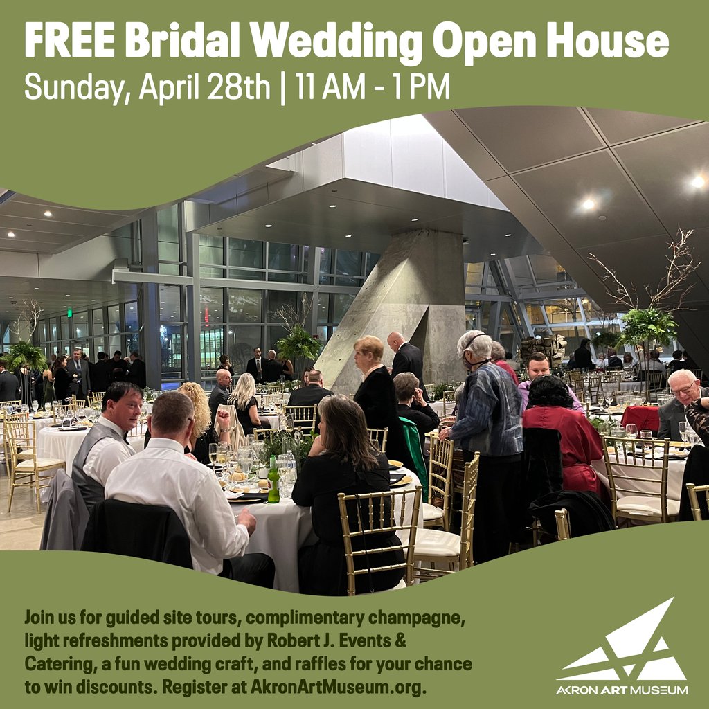 💒🥂 This Sunday is our Free Bridal Wedding Open House! If you or a loved one is getting married and is looking at venues, come see how your wedding can look at Akron Art Museum. RSVP here: akronartmuseum.org/media/events/s… #akronbridal #ohiobridal #ohioweddings #akronweddings