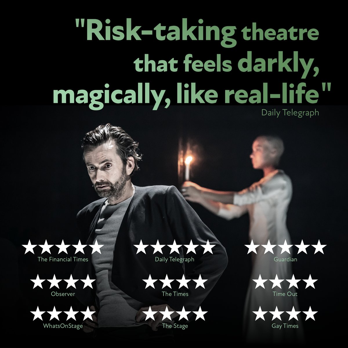 WestEndMacbeth's tweet photo. ★★★★★
ALL HAIL, MACBETH!
Unsettling intimacy and brutal action combine at breakneck speed as Max Webster's critically acclaimed #WestEndMacbeth transfers to the @HPinterTheatre.
Starring David Tennant and Cush Jumbo. 🩸 https://t.co/IkkluCGl0c