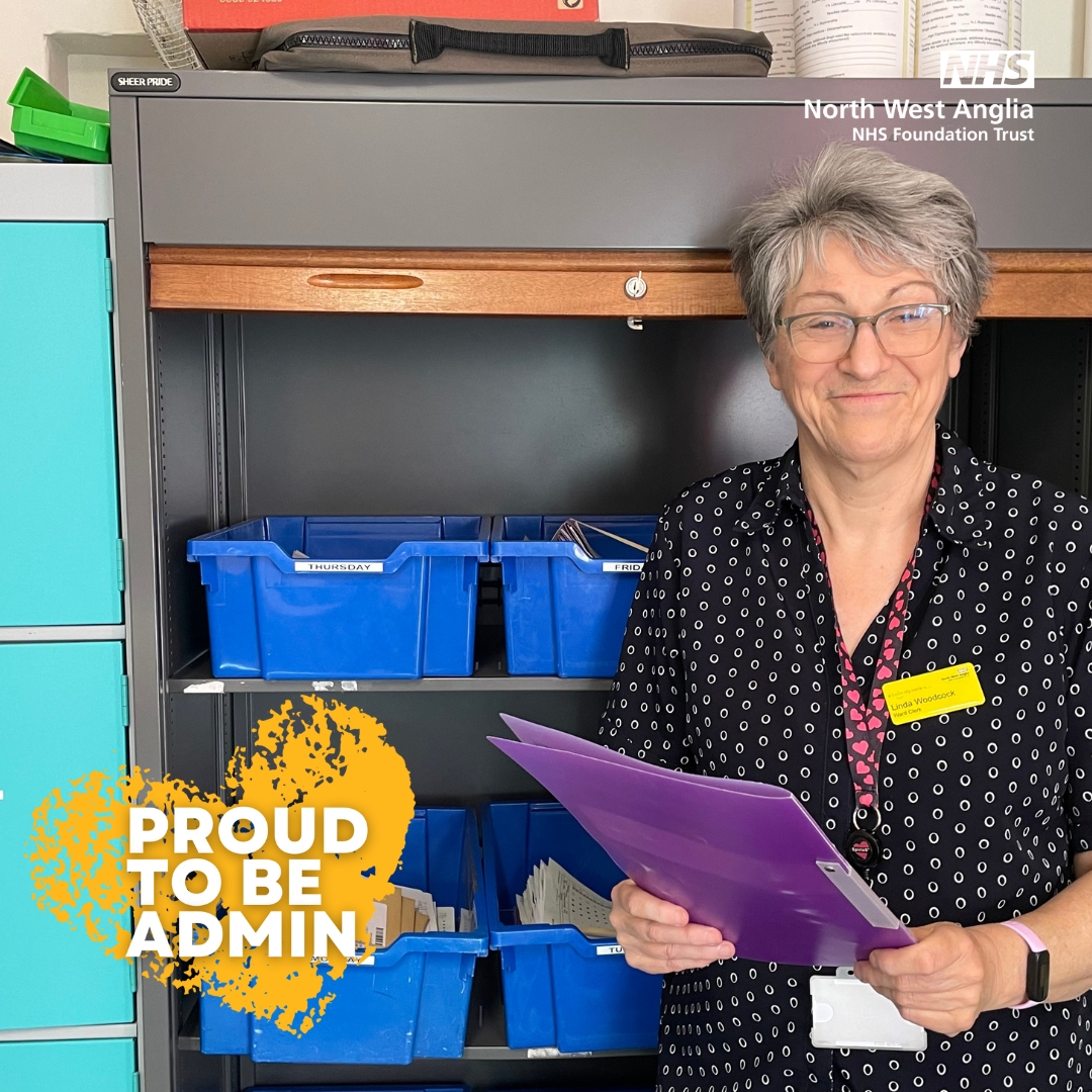 “I love working in this team – they are a great bunch. I do feel like I am making a difference and I always try to treat people how I would like to be treated.” #WorldAdminDay Thank you Linda! 💙 Read more on our special dedicated webpage: nwangliaft.nhs.uk/world-admin-da… #ProudToBeAdmin