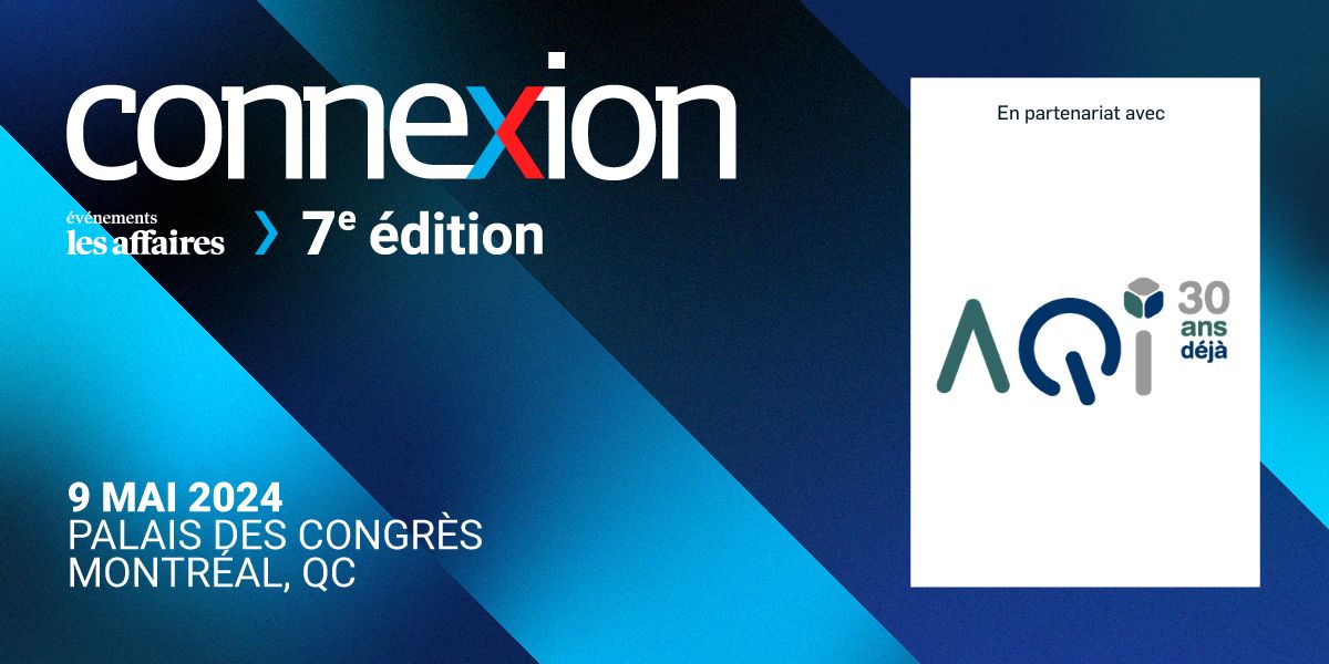 🤝 L'AQIII soutient @la_lesaffaires pour la 7ème édition de son Salon Connexion ! 💡 Venez explorer les tendances tech de demain ! Consultez le programme et inscrivez vous ici 👉 vu.fr/ETVfr. Code promo pour les membres de l'AQIII 👉vu.fr/nOYpi