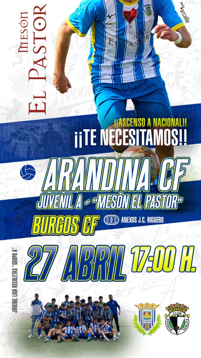 'Finde' blanquiazul. El primer equipo se medirá el domingo en casa al <a href="/MarinoLuanco/">Club Marino de Luanco ⚓</a> en su último partido de liga como local con paellada posterior incluida, pero el sábado también hay cita. El juvenil se la juega para ascender a #LigaNacional con el <a href="/Burgos_CF/">Burgos Club de Fútbol</a> 
¡NO TE LO PIERDAS!