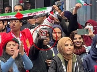 Spotted at a pro-Palestinian protest 👇 Who's going to tell him?