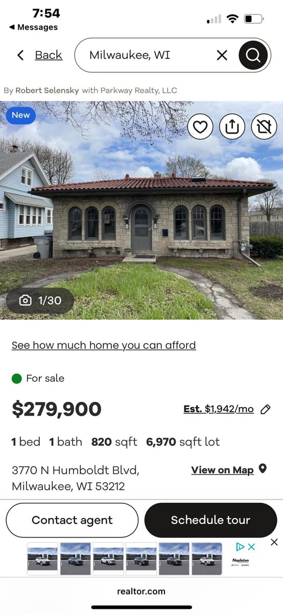 oh hell no the house on humboldt that’s less than 1000 sf is going for $280k…. RIP riverwest 💔💔💔