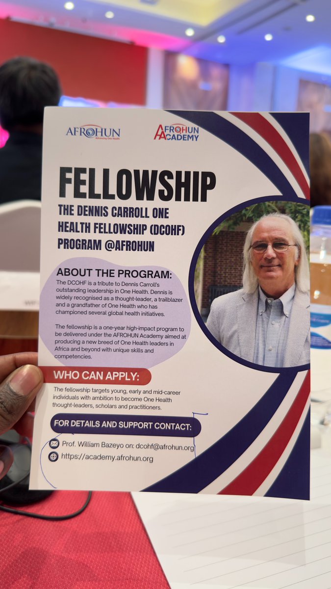 Transdisciplinary Consultants (@onehealthtc) on Twitter photo During the 4th <a href="/AFROHUN/">AFROHUN - Africa One Health University Network</a> conference the Dennis Carroll One Health Fellowship (DCOHF) Program accepting applications. For details visit academy.afrohun.org During the 4th <a href="/AFROHUN/">AFROHUN - Africa One Health University Network</a> conference the Dennis Carroll One Health Fellowship (DCOHF) Program accepting applications. For details visit academy.afrohun.org