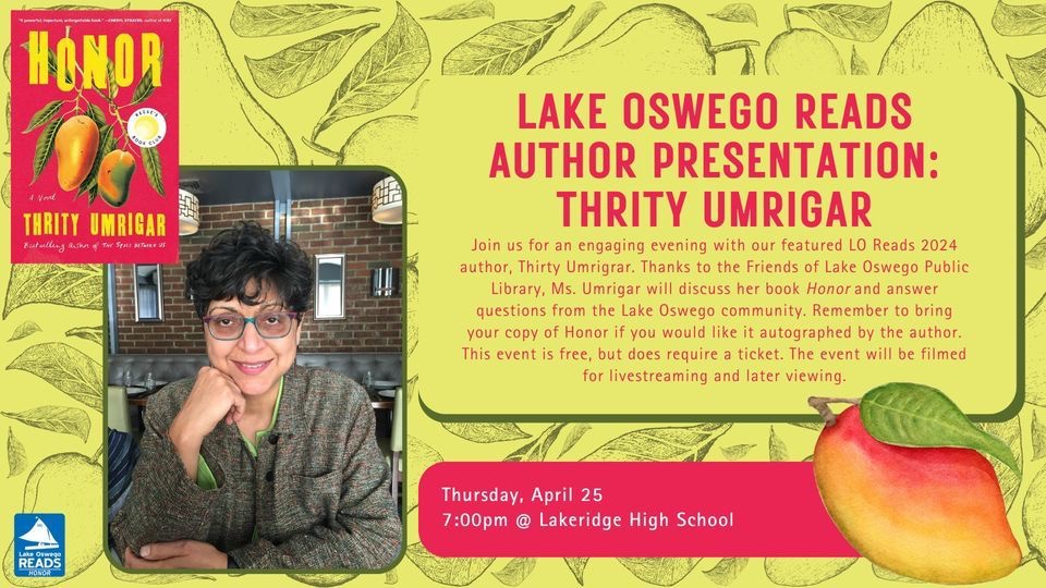 Sindya Bhanoo (@sindyabhanoo) on Twitter photo Tonight I’ll be talking to <a href="/ThrityUmrigar/">Thrity Umrigar</a> about her book Honor. Come to Lake Oswego or catch the livestream : ci.oswego.or.us/loreads/lake-o… Tonight I’ll be talking to <a href="/ThrityUmrigar/">Thrity Umrigar</a> about her book Honor. Come to Lake Oswego or catch the livestream : ci.oswego.or.us/loreads/lake-o…