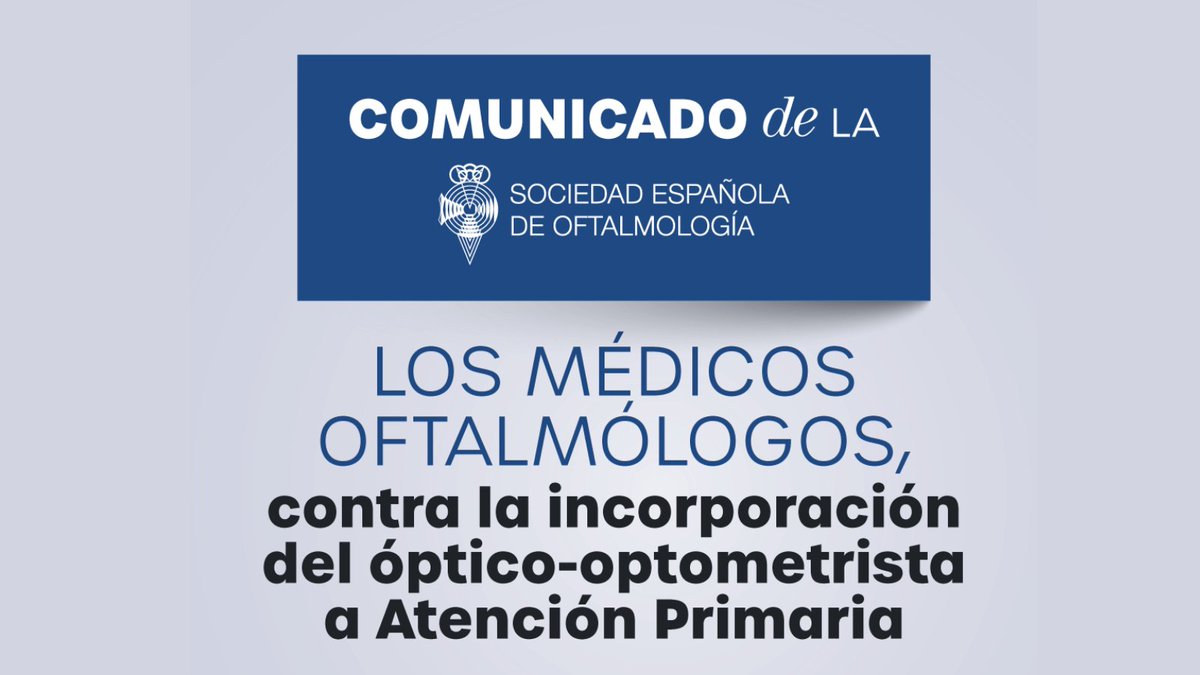 ‼️Desde la Sociedad Española de Oftalmología (SEO) manifestamos nuestro rechazo a la incorporación del óptico-optometrista a la Atención Primaria del Sistema Nacional de Salud.👉🏻Consulta nuestro comunicado oficial aquí: bit.ly/4aMKaRn

#médicosoftalmólogos #oftalmología