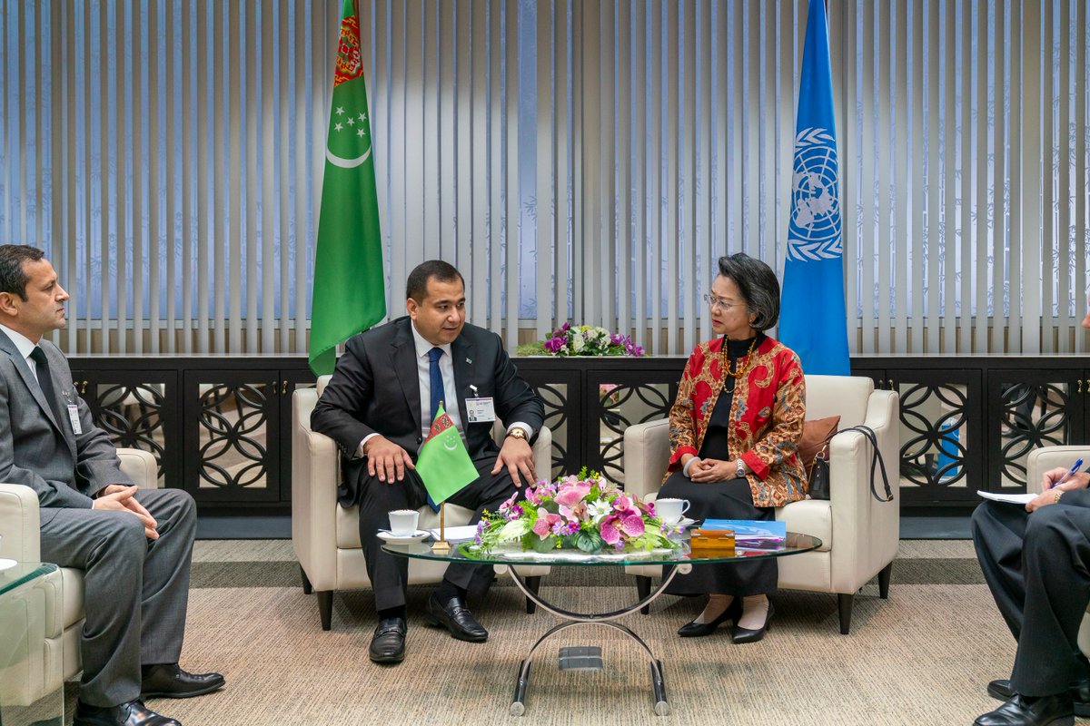 UN_Armida's tweet photo. Glad to meet Yalakov Babanyyaz, Dep. Minister of Finance &amp; Economy of #Turkmenistan at #CS80, to discuss #SPECA cooperation &amp; the outcomes of the latest Ministerial meeting and #CS79 Resolution on the Aral Sea. https://t.co/jNK0vMmRW5