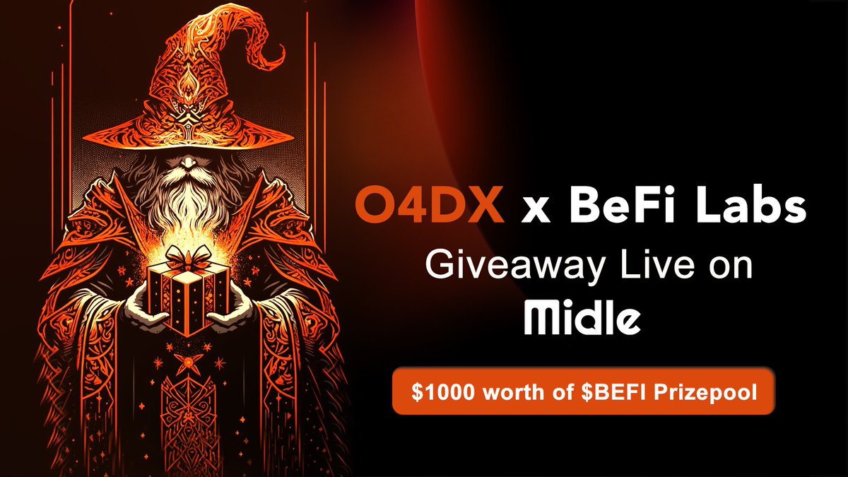 🎉 Ready to Win Big? 

🚀 Join the celebration of $O4DX joining <a href="/BefiLabs/">BeFi Labs</a> with an electrifying giveaway! 💰 

$1000 worth of $BeFi up for grabs! 

Hurry, Head to the link below on <a href="/midle_official/">Midle</a> platform to seize your chance! 💰🔗 

app.midle.io/campaigns/6628…

Don't miss out on
