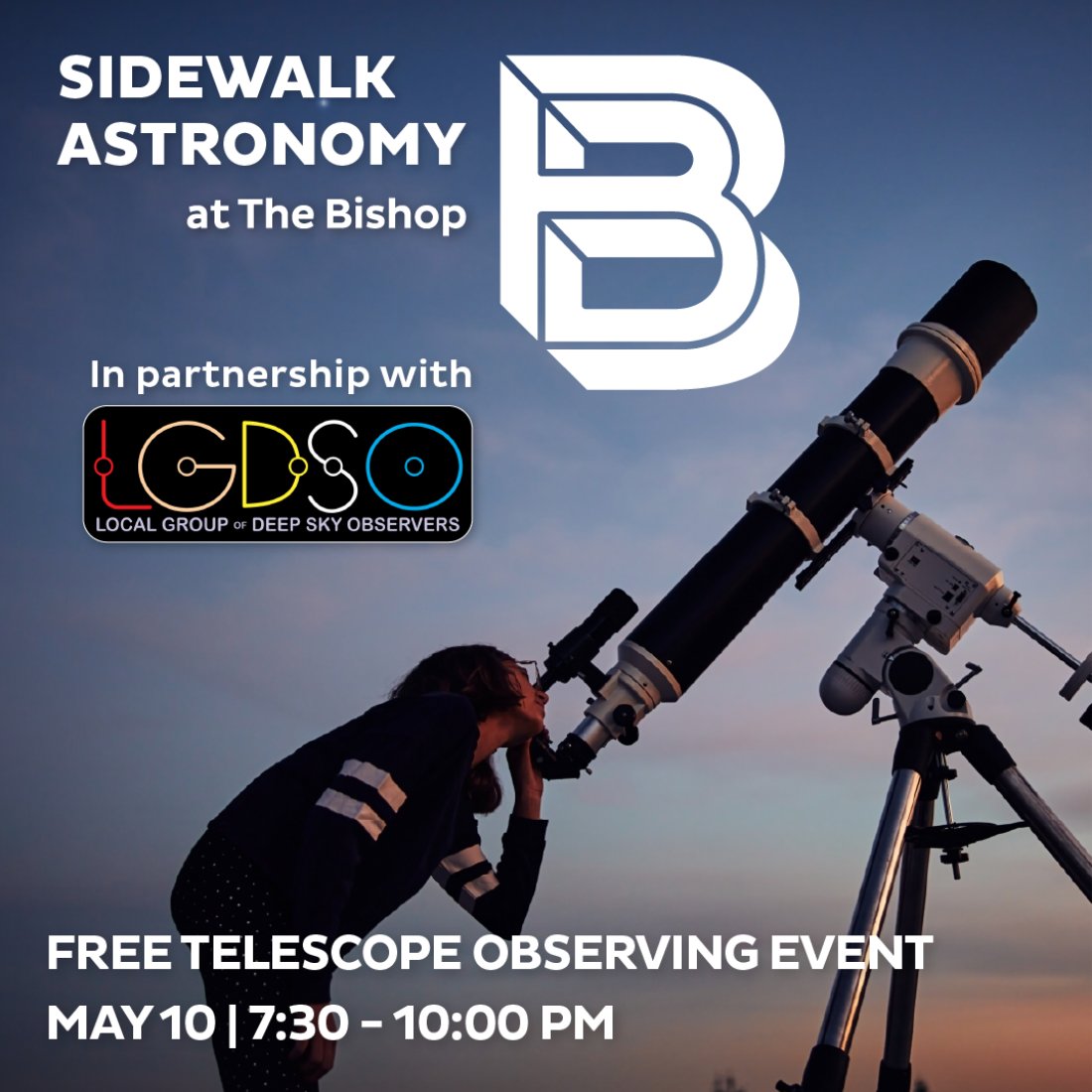 We have partnered with the Local Group of Deep Sky Observers (LGDSO) to bring Sidewalk Astronomy to The Bishop. You’ll even have a chance to win four FREE tickets to the Bradenton Marauders May 11 Space Night at LECOM Field! bit.ly/3JA5JIY