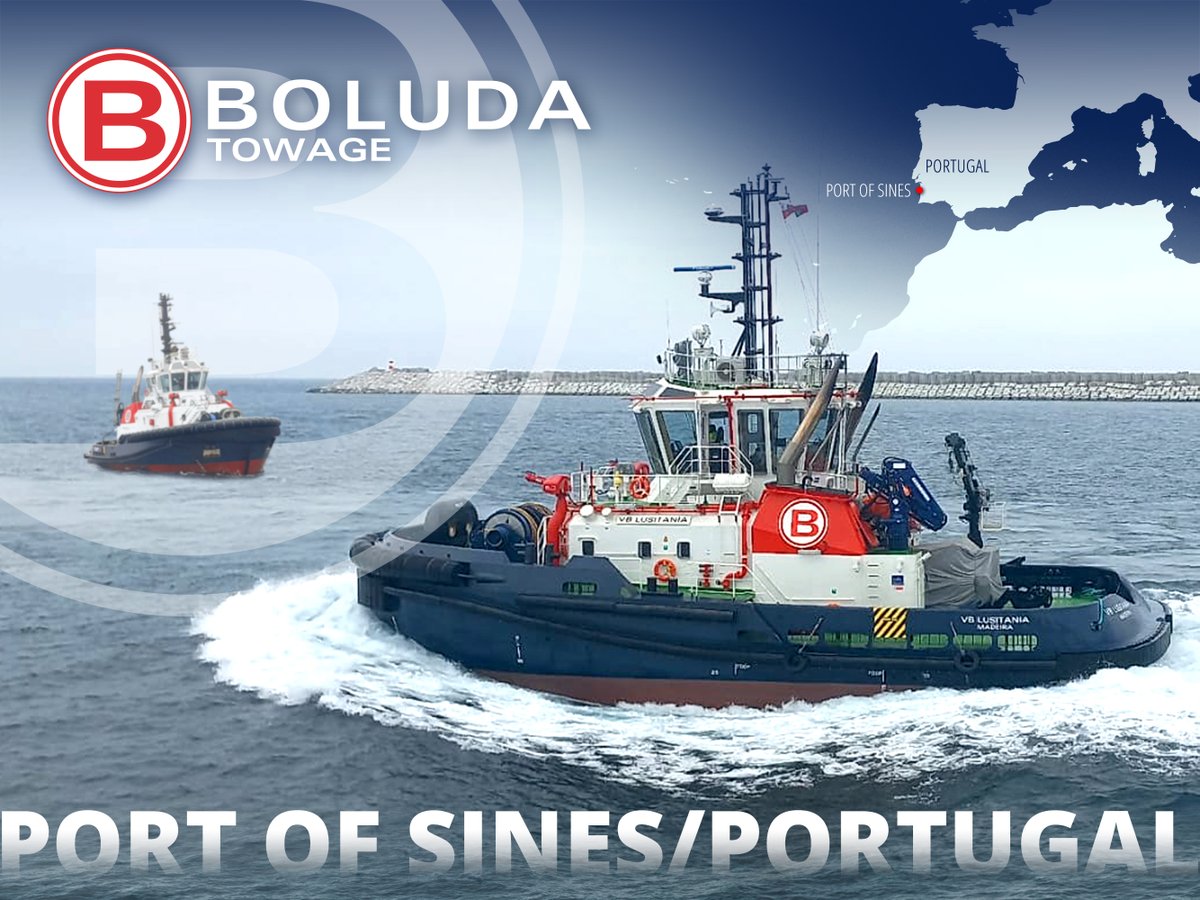 📢🚢¿Sabías que la flota de #BoludaTowage en Portugal tiene su base en el #puertodesines? ♻️La eficiencia y versatilidad de los remolcadores VB LUSITANIA y VB ANTARES contribuyen a optimizar las maniobras de todo tipo de buques y la seguridad de este enclave portuario de aguas