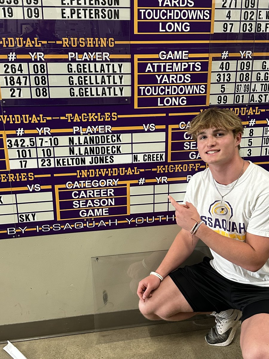 issaquahfb's tweet photo. Updated our record board yesterday. @keltonpjones with 17 tackles in a game and @willvaughn_5 with 28 completions in a game! #eaglefamily #cdst https://t.co/RUVFyfY5oX