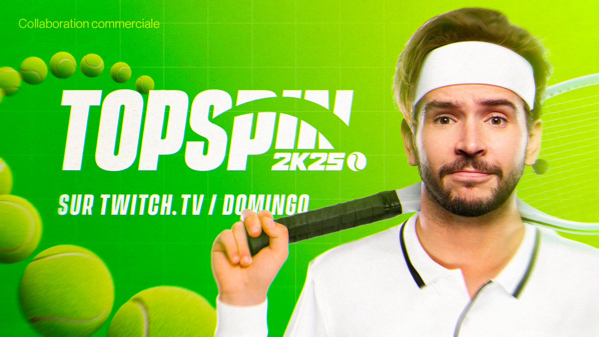 Découverte de #TopSpin2k25 cet aprem, la légende Roger Pablito va écrire une nouvelle page de son histoire sur les courts du Grand Chelem 🎾 #CollaborationCommerciale 

twitch.tv/domingo