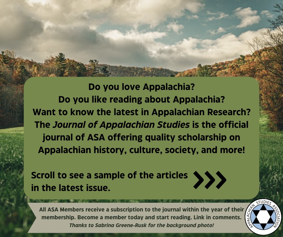 AppalachStudies's tweet photo. Join at:
https://t.co/VDvGGba7Pl
#jas #journalofappalachianstudies #appalachianstudies #appalachia #appalachian #appstudies #asa #Asainaction https://t.co/egzzW29Y4U