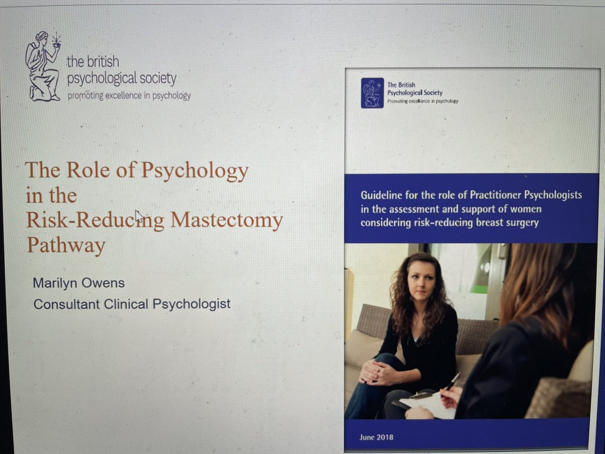 Our third mini-talk comes from Marilyn Owen, talking about the role of the psychologist in supporting women considering risk-reducing mastectomy including how we work sensitively with the emotional response to surgery and to an increased risk of breast cancer.