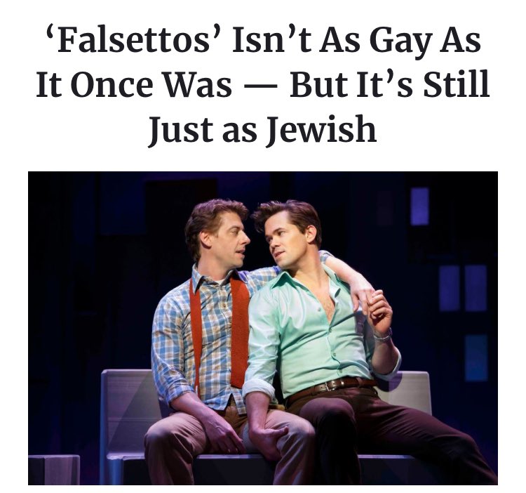 ??? this article title is crazy have we even watched the same falsettos 😭😭 in the obc they barely touch each other but in the 2016 revival they're damn close to being stuck in each others ass 😑