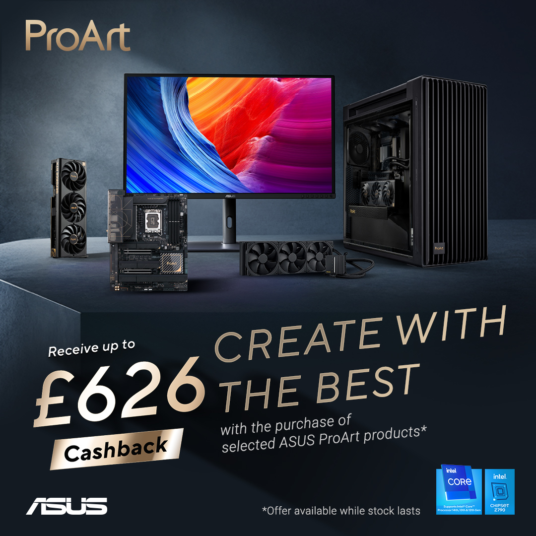 The ASUS ProArt range just got even better! 😱

⭐ Up to £626 in cashback!
⭐ Super stylish black & gold theme!
⭐ 4K Gaming Potential!

⭐ SHOP NOW > tinyurl.com/bd64hy4x

@ASUSUK 

#gamingsetup #gamergirl #gamingpc #pcgaming #gaming #asus #graphicscard #NvidiaRTX #ProArt