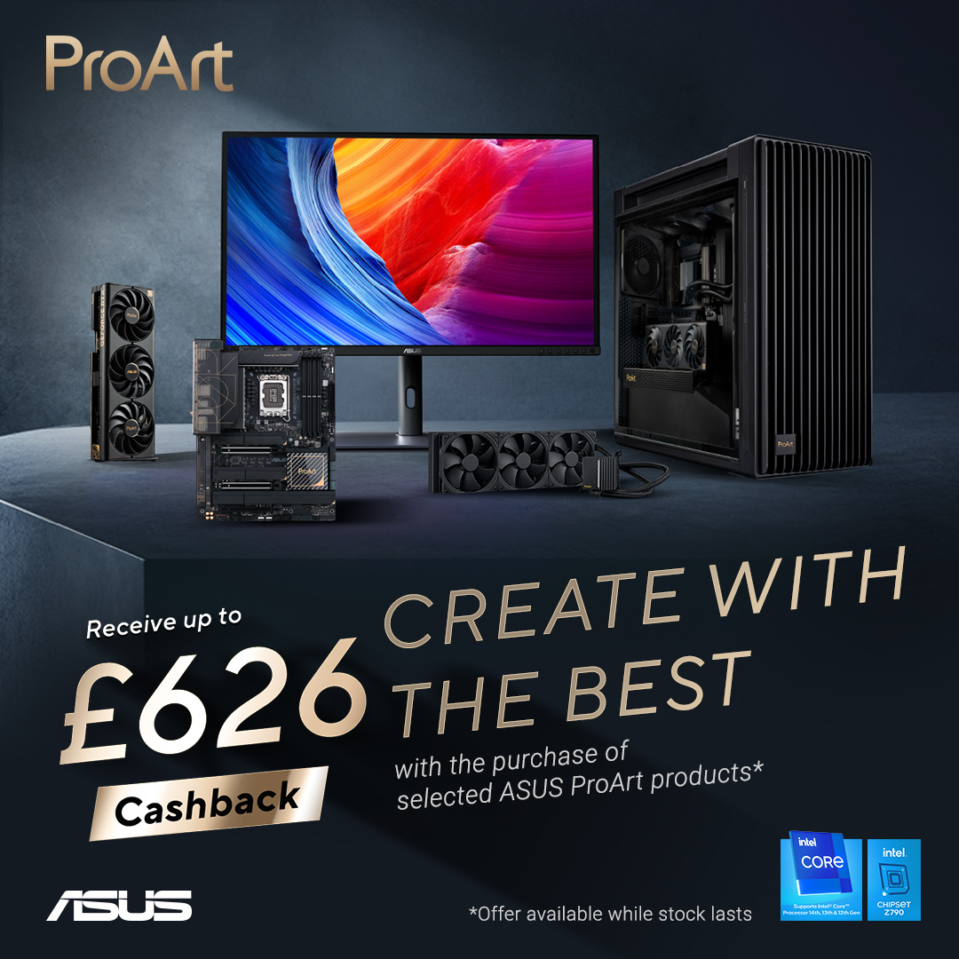 The ASUS ProArt range just got even better! 😱 ⭐ Up to £626 in cashback! ⭐ Super stylish black & gold theme! ⭐ 4K Gaming Potential! ⭐ SHOP NOW > tinyurl.com/bd64hy4x @ASUSUK #gamingsetup #gamergirl #gamingpc #pcgaming #gaming #asus #graphicscard #NvidiaRTX #ProArt