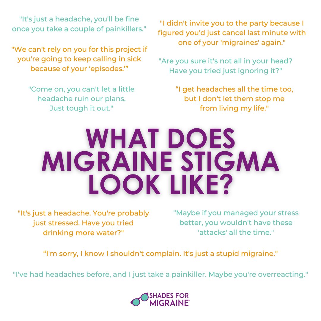 From 'It's just a headache' to 'you're overreacting,' let's challenge the harmful dialogue perpetuating migraine stigma.

It's time to educate and empathize, not invalidate.

#MigraineAwareness #EndTheStigma