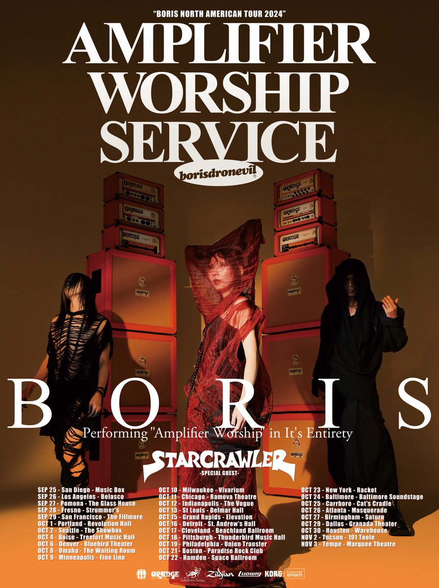 Love @Borisheavyrocks? Don't miss the ‘Amplifier Worship Service’ North American Tour! Celebrating 25 years of “Amplifier Worship,” Boris will be performing the album in its entirety. Tickets go on sale Friday, April 26th at 10am local time.