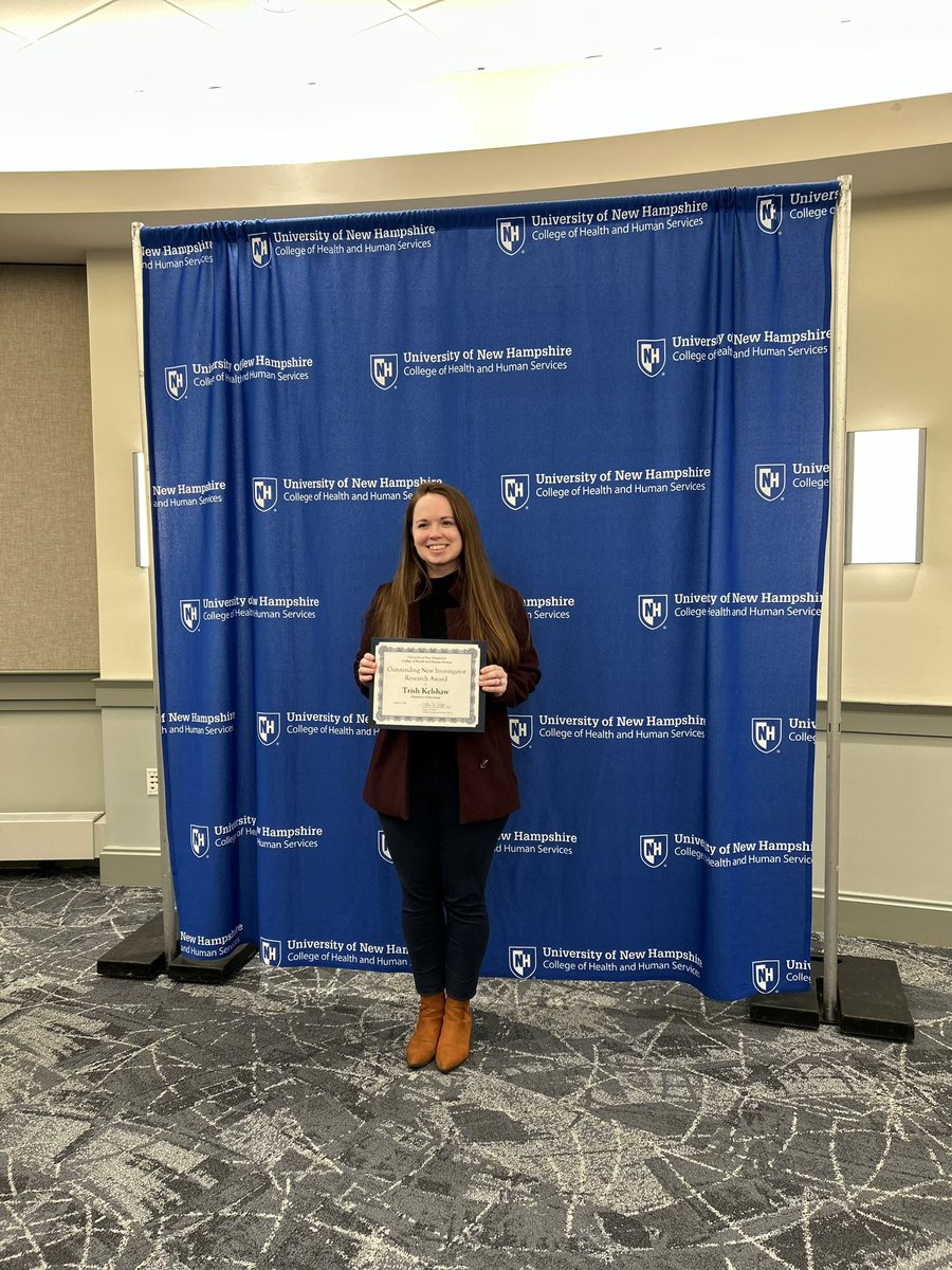 Congrats to <a href="/trish_kelshaw/">Dr. Trish Kelshaw, PhD, ATC</a> on her <a href="/unhchhs/">CHHS</a> Outstanding New Investigator Award. Well done! <a href="/theBRAIN_Lab/">BRAIN Lab</a>