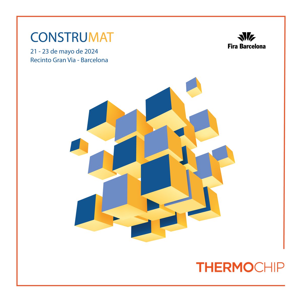 THERMOCHIP's tweet photo. Los próximos días 21, 22 y 23 de mayo estaremos en Construmat presentando nuestras últimas novedades.

Ven a visitarnos al stand E161 en el pabellón 2 de Fira Barcelona, también puedes descargarte la entrada en el siguiente enlace:

https://t.co/wWWN8oghil

¡Te esperamos! https://t.co/LVAk29LqUE