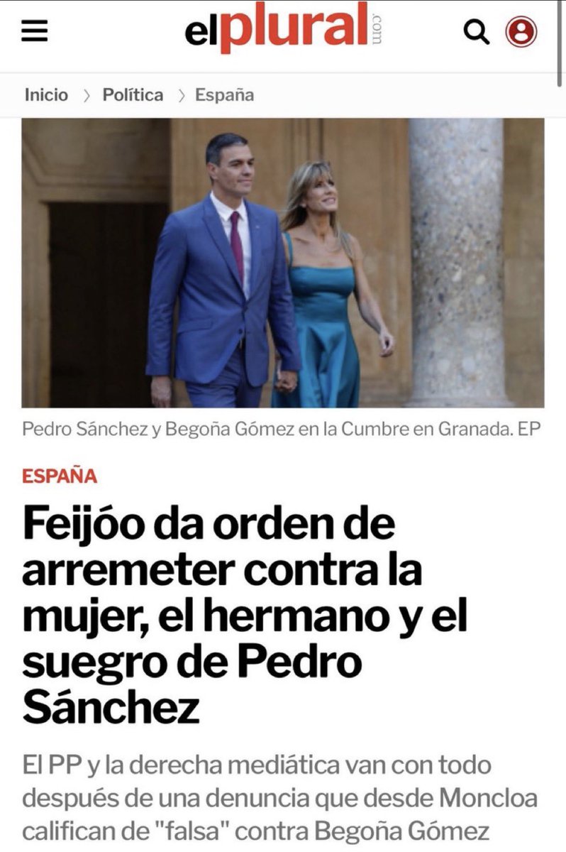 La extrema derecha acusa sin pruebas.
NO TODO VALE EN POLÍTICA!!!
Fachosfera en estado puro: ensuciar, embarrar, faltar el respeto a la familia del Presidente.
Las mentiras frente a la magnífica política económica y social del Gobierno que lidera <a href="/sanchezcastejon/">Pedro Sánchez</a>
Basta ya de