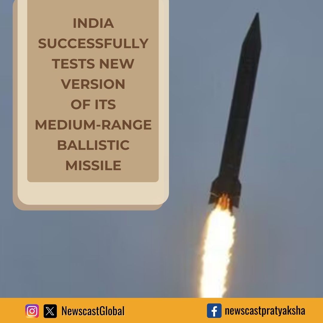 #India successfully tests new version of medium-range #BallisticMissile from #AbdulKalamIsland off Odisha coast. India focusing on defence readiness amid global tensions. Moreover, regular tests of such kind are sending the message that the #IndianArmedForces are well-prepared.