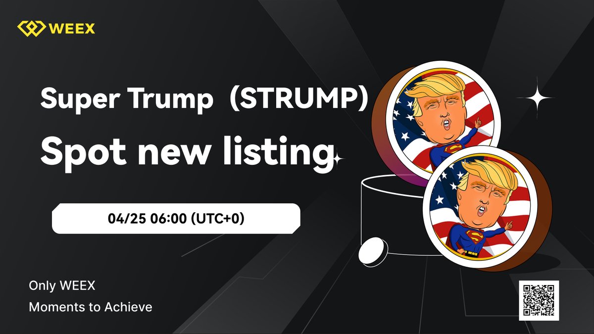 WEEX_Official's tweet photo. Super Trump $STRUMP will list on WEEX Spot!🔔
@SuperTrumpCoin 
 
Listing on: Apr 25, 2024, 6AM UTC

Learn more >>
https://t.co/NcpVg0vjtL
#weex #WEEXSpot #Bitcoin #ETH #STRUMP https://t.co/rJIy4kbF2d