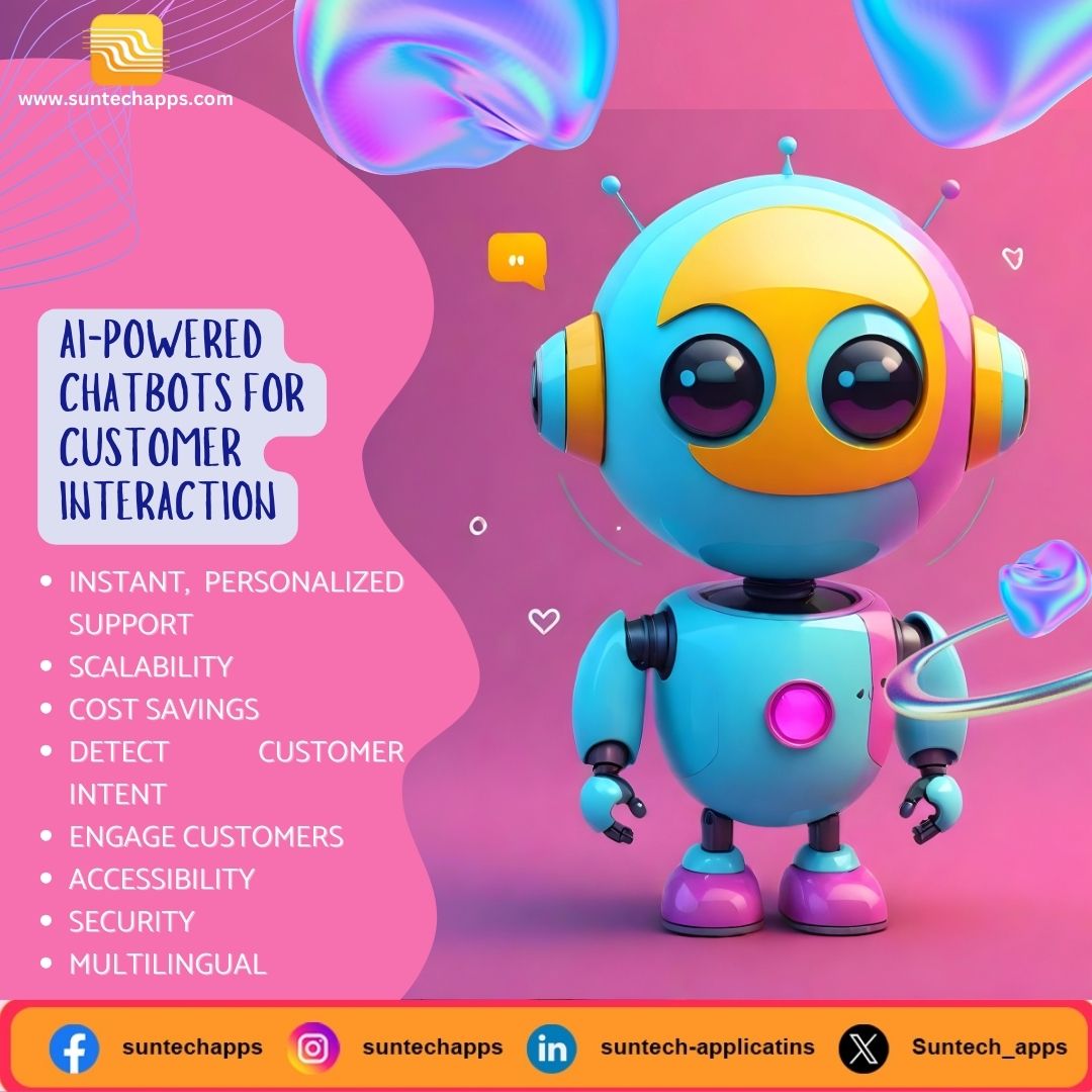 Suntech_apps's tweet photo. Unlock the power of #AI #chatbots &amp; revolutionize your #customerservice! 🚀 24/7 support, personalization, &amp; cost savings are just the beginning. #DigitalTransformation #Suntechapps #CustomerExperience #Innovation #FutureofWork #AIRevolution #LetsTalk #GetInTouch #247Support https://t.co/XG4VRz1m6v