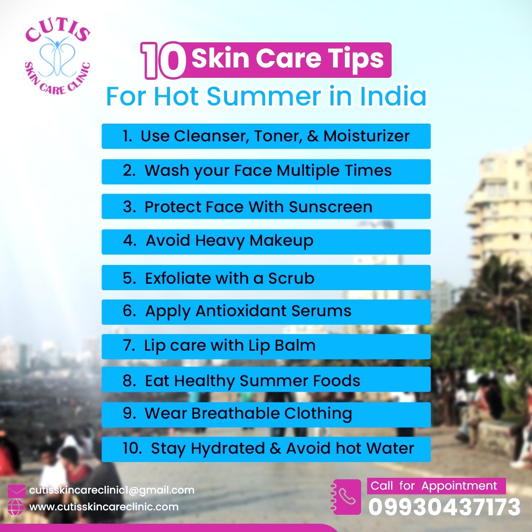 Beat the heat with our top 10 summer skincare essentials. Nourish, protect, and shine!

#cutisskincareclinic #SkinTips #SummerGlow #SkinCareEssentials #SkinProtection #HealthySkin #SummerTips #HealthySkin #LipCare #skincare  #Hydrating