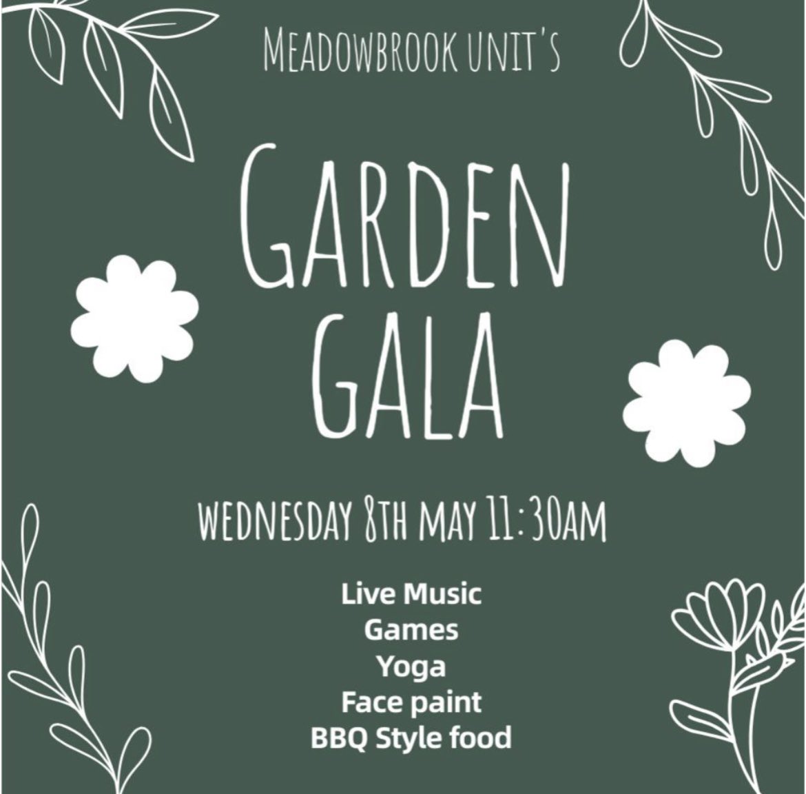 Garden Gala 🍃 🌿 BBQ Food 🌿 Yoga 🌿 Face Art 🌿 Music 🌿 Garden games and more… Thank you to @OatesKeely for organising! @GMMH_NHS #TakeALookAtMeadowbrook #GardenGala