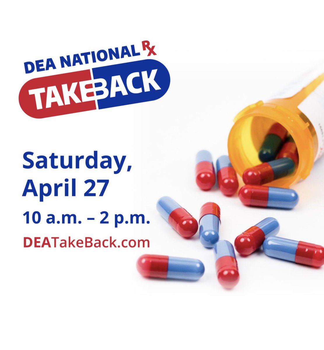 Drug Take Back Day is this Saturday from 10-2. Bring your expired or unwanted prescriptions in for proper disposal. 

This year we have drop off locations at the Northborouh Police Department and at Wegmans. 

#drugtakeback