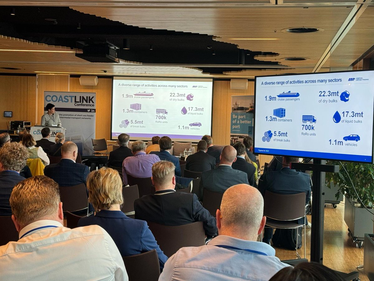 Coastlinkconf's tweet photo. @PortofAmsterdam @Samskip @RHDHV LIVE | Maria Matuszek of Associated British Ports shares insights on how to deliver more resilient and #sustainable supply chains. #Coastlink https://t.co/WjLsPJUvtn
